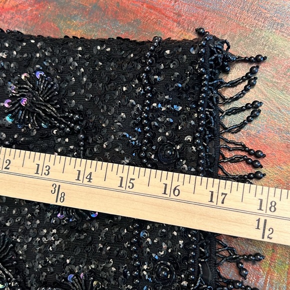 Vintage 60s Vest Top sequins hand beaded Sz. M zip up sleeveless fitted wool - Picture 11 of 14